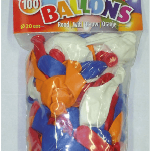 Assorti Balloons - The Balloon Factory No. 1060 Balloon no. 8 pastel, bag with header card, Red, White, Blue, Orange