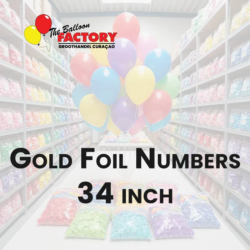 Folie Cijfers Goud 34 inch - The Balloon Factory Groothandel Curacao