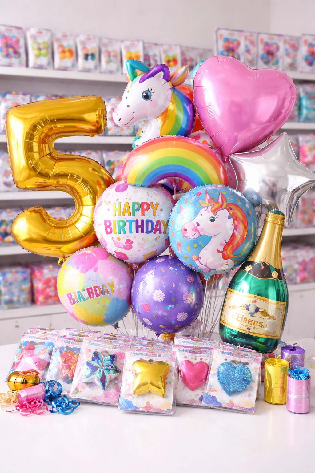 Colorful foil balloons for party decoration