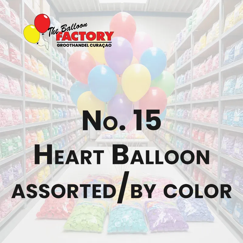 No. 15 Hartballon assorted_by color - The Balloon Factory GroothandelmCuraçao
