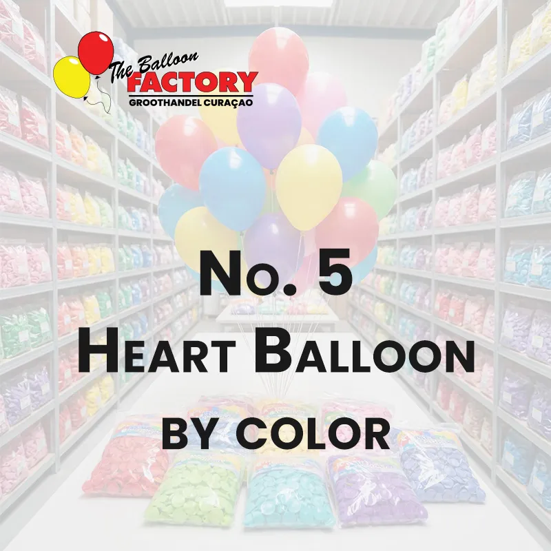 No. 5 Hartballon op kleur - The Balloon Factory GroothandelmCuraçao