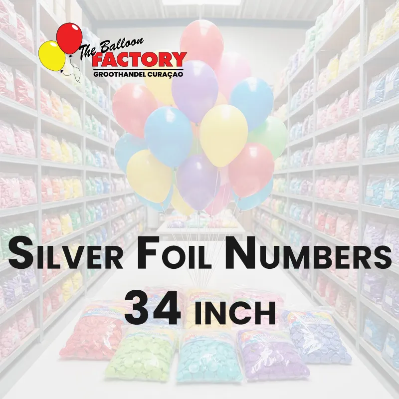 Folie Cijfers Zilver 34 inch - The Balloon Factory Groothandel Curacao