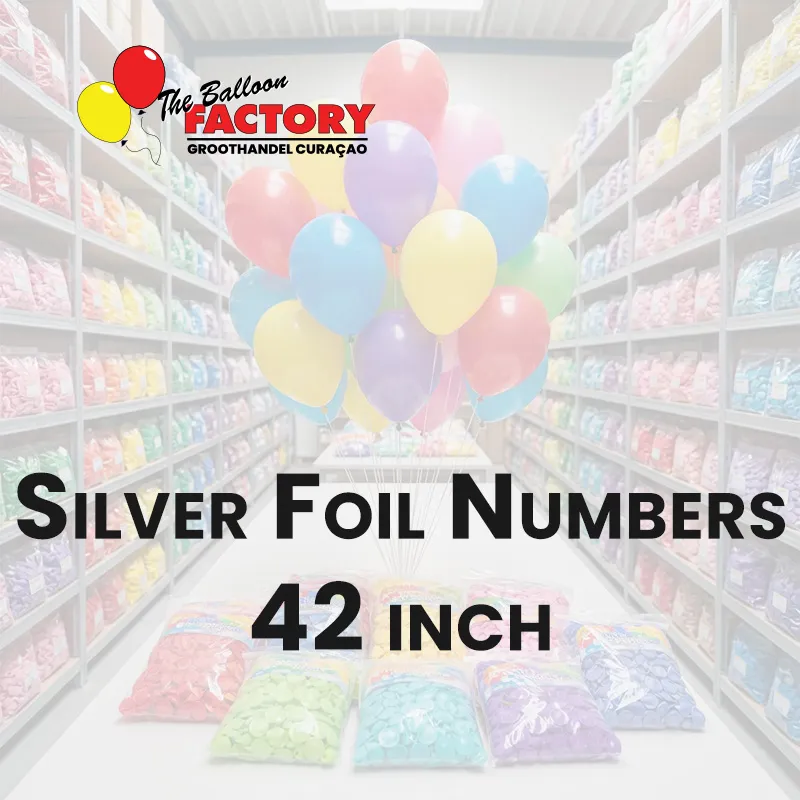 Folie Cijfers Zilver 42 inch - The Balloon Factory Groothandel Curacao