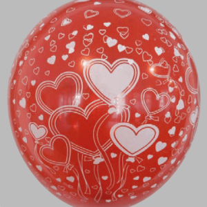 The-Balloon-Factory-Bedrukte-Ballonnen-1053 Ballon no. 12 kersenrood met harten