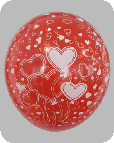 The-Balloon-Factory-Bedrukte-Ballonnen-1053 Ballon no. 12 kersenrood met harten