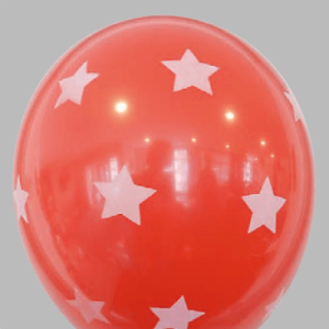 The-Balloon-Factory-Bedrukte-Ballonnen-1070 Ballon no. 12 dieprood met grote witte sterren