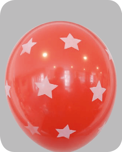The-Balloon-Factory-Bedrukte-Ballonnen-1070 Ballon no. 12 dieprood met grote witte sterren