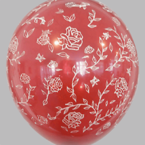 The-Balloon-Factory-Bedrukte-Ballonnen-1121 Ballon no. 12 bordeaux met rozen