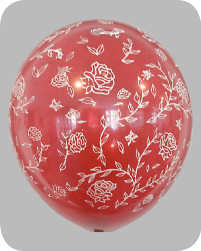 The-Balloon-Factory-Bedrukte-Ballonnen-1121 Ballon no. 12 bordeaux met rozen
