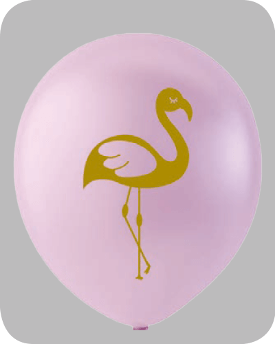 The-Balloon-Factory-Bedrukte-Ballonnen-11539 Ballon no. 12 wit met Flamingo