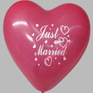The-Balloon-Factory-Bedrukte-Ballonnen-1316 Hartballon no. 10 rood met Just Married