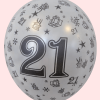 Ballon no. 14 parel wit met cijfer 21
