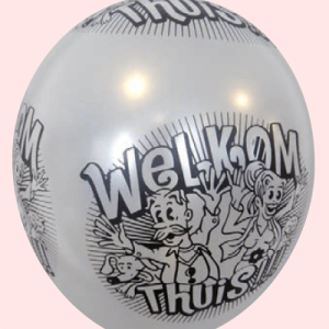 The-Balloon-Factory-Bedrukte-Ballonnen-1318 Balloon No. 14, pearl white with “Welkom thuis”
