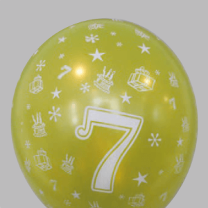 Balloon No. 14, metallic + pearl, assorted colors with the number 1
