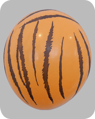 The-Balloon-Factory-Bedrukte-Ballonnen-1362 Ballon no. 12 oranje met tijger-motief