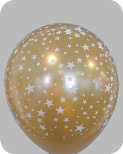 The-Balloon-Factory-Bedrukte-Ballonnen-1397 Ballon no. 14 metallic goud met sterren