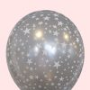 The-Balloon-Factory-Bedrukte-Ballonnen-1398 Ballon no. 14 metallic assorti kleuren met sterren