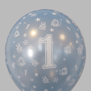 The-Balloon-Factory-Bedrukte-Ballonnen-1399 Balloon No. 14, pearl blue with the number 1