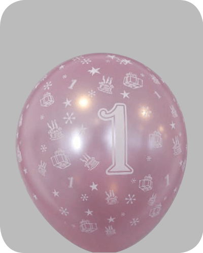 The-Balloon-Factory-Bedrukte-Ballonnen-1400 Balloon No. 14, pearl pink with the number 1