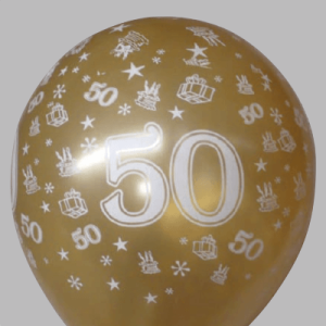 The-Balloon-Factory-Bedrukte-Ballonnen-1561 Ballon no. 14 metallic goud met cijfer 50