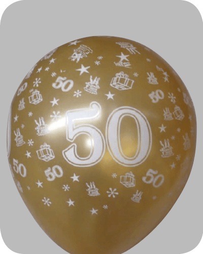 The-Balloon-Factory-Bedrukte-Ballonnen-1561 Ballon no. 14 metallic goud met cijfer 50