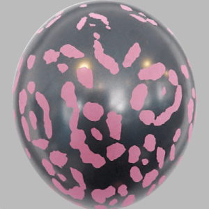 The-Balloon-Factory-Bedrukte-Ballonnen-1567 Ballon no. 12 metallic zwart met luipaard-motief