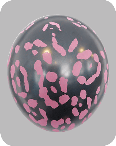 The-Balloon-Factory-Bedrukte-Ballonnen-1567 Ballon no. 12 metallic zwart met luipaard-motief