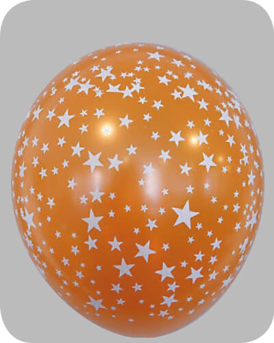 The-Balloon-Factory-Bedrukte-Ballonnen-1576 Ballon no. 14 metallic assorti kleuren met sterren