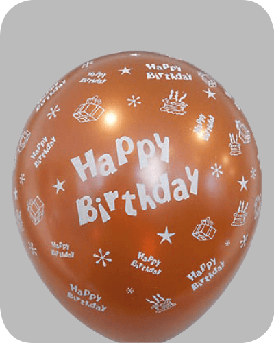 The-Balloon-Factory-Bedrukte-Ballonnen-1576 Ballon no. 14 metallic + parel assorti kleuren met Happy Birthday