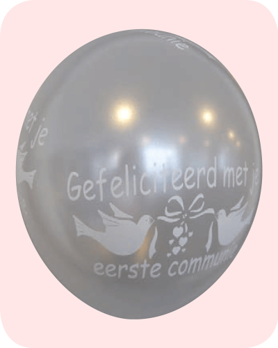 The-Balloon-Factory-Bedrukte-Ballonnen-1589 Ballon no. 14 parel wit met Communie