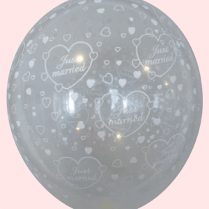 The-Balloon-Factory-Bedrukte-Ballonnen-1594 Ballon no. 12 transparant met Just Married