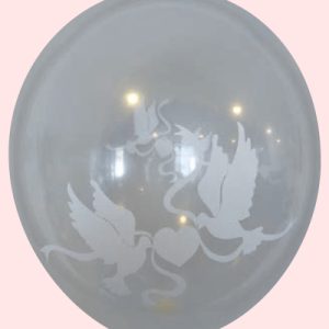 The-Balloon-Factory-Bedrukte-Ballonnen-1597 Ballon no. 12 transparant met met duiven/harten