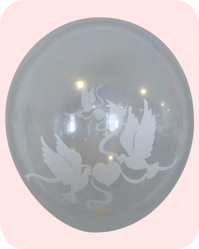 The-Balloon-Factory-Bedrukte-Ballonnen-1597 Ballon no. 12 transparant met met duiven/harten