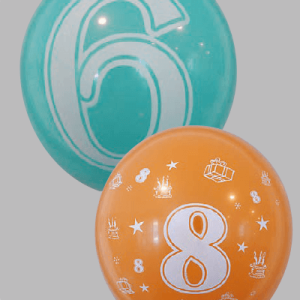 Ballon no. 12 pastel/deco assortment with number 1