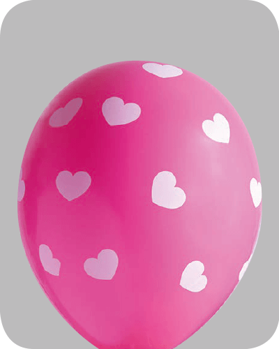 The-Balloon-Factory-Bedrukte-Ballonnen-1672 Ballon no. 12 diverse kleuren met harten