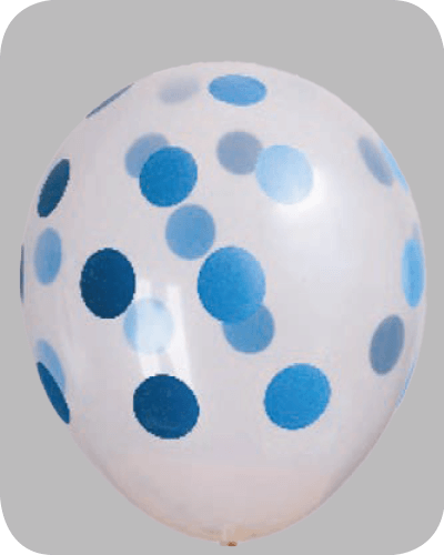 The-Balloon-Factory-Bedrukte-Ballonnen-1844 Ballon no. 16 kristal transparant DC met stippen/dots wit