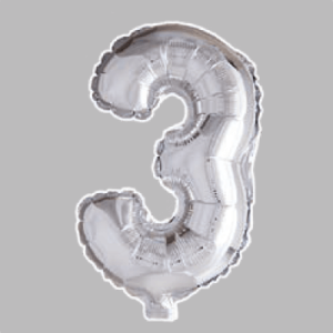 The-Balloon-Factory-Folie-Ballonnen-6053 FOLIEBALLON NO. 16 ZILVER CIJFER NO. 3