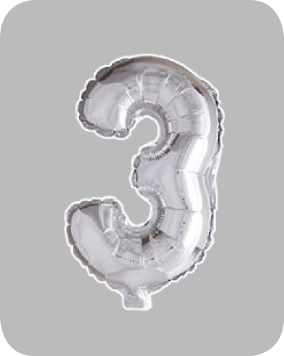 The-Balloon-Factory-Folie-Ballonnen-6053 FOLIEBALLON NO. 16 ZILVER CIJFER NO. 3
