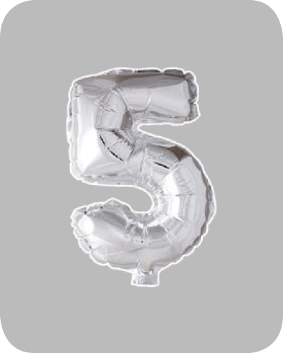 The-Balloon-Factory-Folie-Ballonnen-6055 FOLIEBALLON NO. 16 ZILVER CIJFER NO. 5