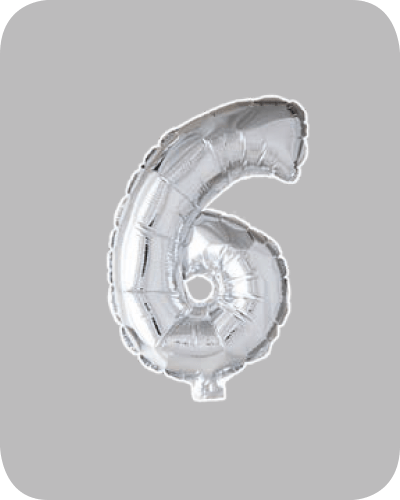 The-Balloon-Factory-Folie-Ballonnen-6056 FOLIEBALLON NO. 16 ZILVER CIJFER NO. 6