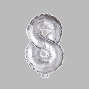 The-Balloon-Factory-Folie-Ballonnen-6058 FOLIEBALLON NO. 16 ZILVER CIJFER NO. 8