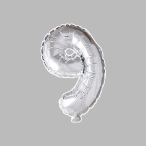 The-Balloon-Factory-Folie-Ballonnen-6059 FOLIEBALLON NO. 16 ZILVER CIJFER NO. 9