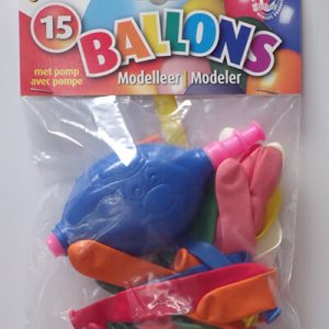 The-Balloon-Factory-Klein-Verpakkingen-2096 MODELLEERBALLONS assorti + pompje