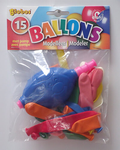 The-Balloon-Factory-Small-Packaging-2096 Assorted modeling balloons + pump