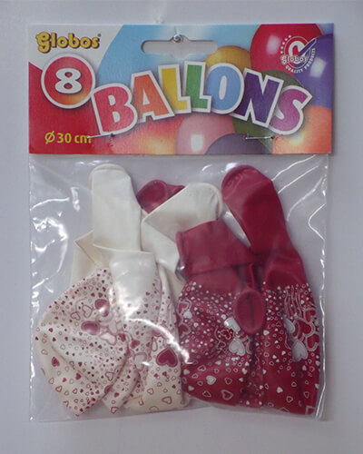 The-Balloon-Factory-Klein-Verpakkingen-2253 DECORATIVE BALLOONS printed with hearts all around