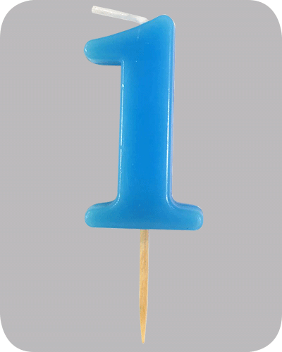 The-Balloon-Factory-Party-Producten-GP5111 Kaars op prikker no.1 Blauw