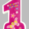 Rose candle on holder: My 1st Birthday