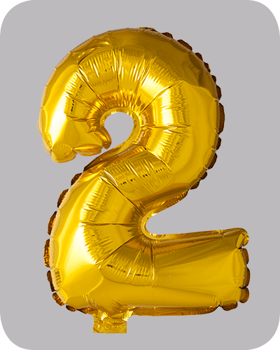 the-balloon-factory-cijfer-folie-ballonnen-6302 FOLIEBALLON No.2 Goud 16 inch