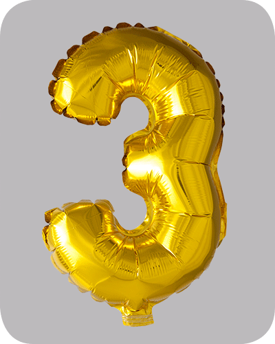 the-balloon-factory-cijfer-folie-ballonnen-6303 FOLIEBALLON No.3 Goud 16 inch