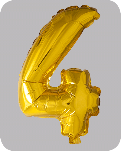 the-balloon-factory-cijfer-folie-ballonnen-6304 FOLIEBALLON No.4 Goud 16 inch